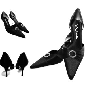 Nina black satin dress heels